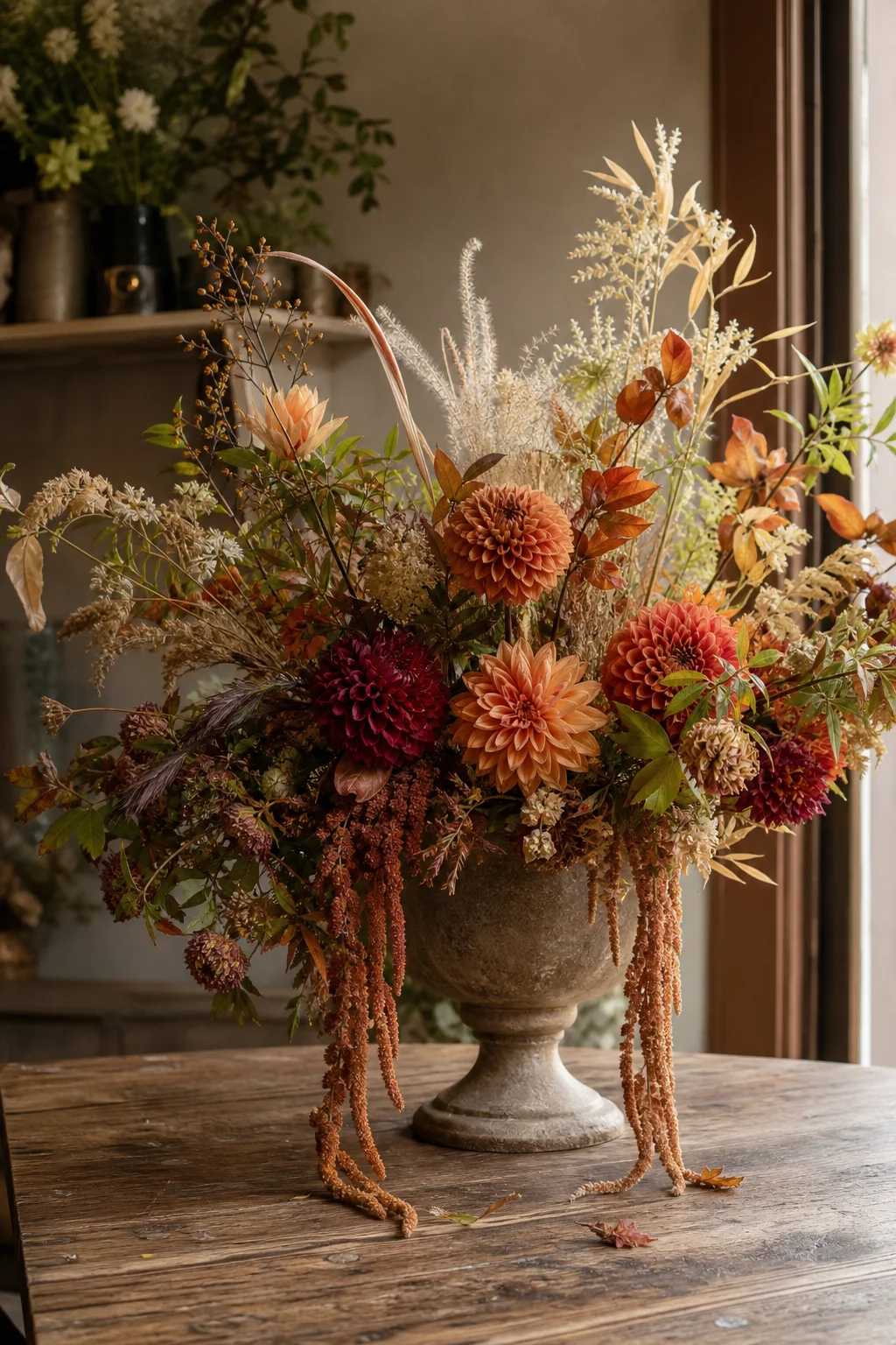 Autumn arrangement with dahlias