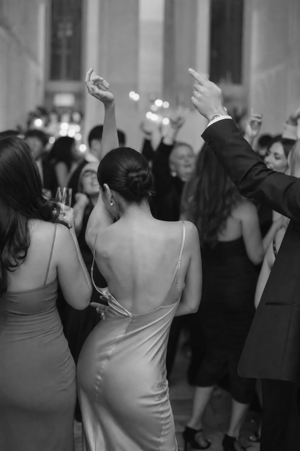 Guests dancing at a wedding reception
