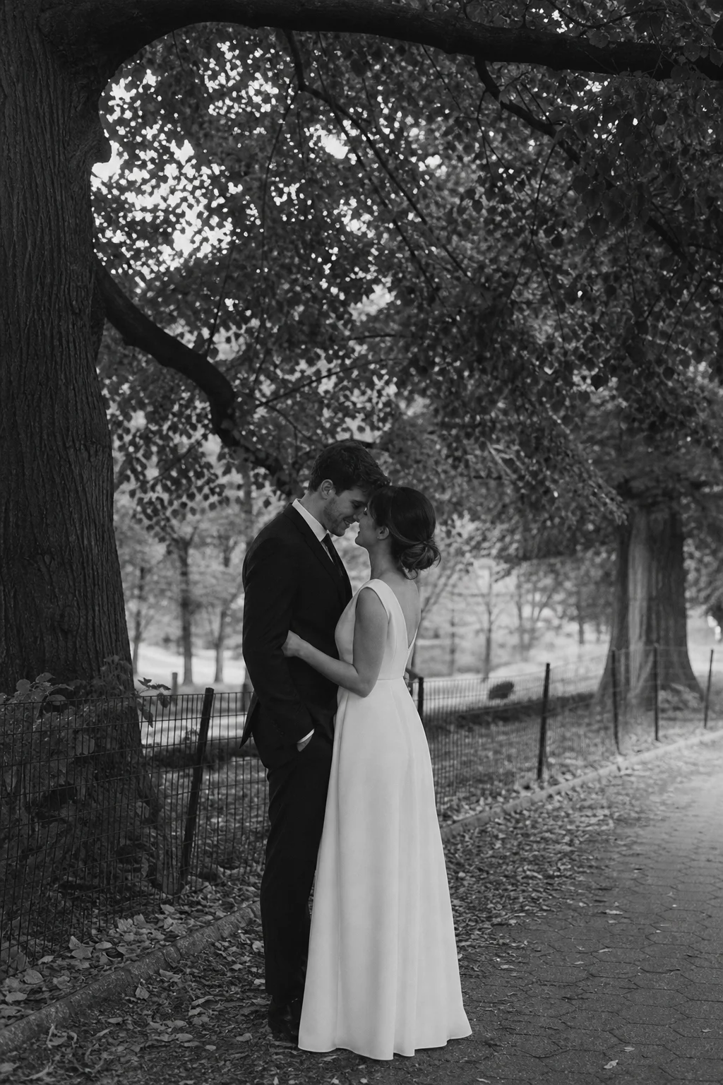 Couple under the trees in Central Park